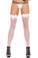 Elegant Moments Fishnet Thigh Hi with A Back Seam and Satin Bow - White