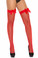 Elegant Moments Fishnet Thigh Hi with A Back Seam and Satin Bow - Red