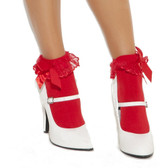 Elegant Moments Nylon Anklet with Ruffle and Satin Bow - Red