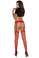 Elegant Moments Fishnet Thigh High with Lace Garter Belt - Red
