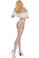 Elegant Moments Fishnet Thigh High with Lace Garter Belt - White