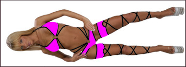 Blue Orchid Exoticwear Cameo Cage Set with Leg Cuffs and Thong