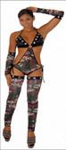 Blue Orchid Exoticwear Phantom Tie Side Romper W/ Leggings & Gloves