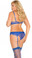 Elegant Moments Cupless Lace Bra Garter Belt and Thong Queen Size - Royal