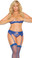 Elegant Moments Cupless Lace Bra Garter Belt and Thong Queen Size - Royal