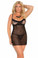 Elegant Moments Embroidered Mesh Babydoll and G-String Queen Size - Black