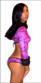 Blue Orchid Exoticwear Foxy Fur Accent Hoodie Set with Thong