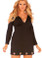 Elegant Moments Long Sleeve V Neck Dress with Open Shoulders Queen Size