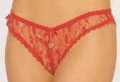 Elegant Moments Crotchless Lace Panty With Gold Socket Queen Size - Red