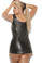 Elegant Moments Zip Front Leather Back Mini Dress Queen Size