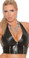 Elegant Moments Leather Zip Front Halter Top with Zipper Detail Queen Size