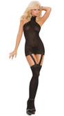 Elegant Moments Opaque Dress with Lace Trim and Attached Thigh Hi's