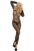 Elegant Moments Long Sleeve Seamless Crochet Footless Bodystocking
