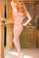 Elegant Moments Opaque Long Sleeve Open Crotch Bodystocking Queen Size - White