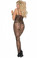 Elegant Moments Rose Lace Bodystocking With Open Crotch Queen Size - Black