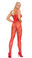 Elegant Moments Rose Lace Bodystocking With Open Crotch Queen Size - Red