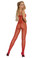 Elegant Moments Seamless Fishnet Bodystocking With Open Crotch Queen Size - Red