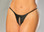 Elegant Moments Leather Peek a Boo G-string With Chain Queen Size - Black