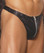 Elegant Moments Men's Leather Zip Up Thong Queen Size - Black