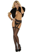 Elegant Moments Fishnet Thigh High With Lace Garter Belt Queen Size