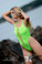 Starwear USA Encounter Slash Front One Piece Swimsuit - Neon Green