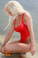 Starwear USA Impact Tank Style with High Cut Hips One Piece Suit - Red Wet Look