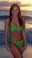 Starwear USA Kosmic Sporty Bra Top and Full Cut Bottom Bikini Swimsuit - Neon Green