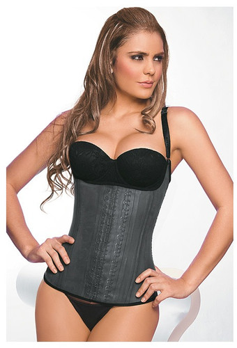 Ann Chery Latex Corset Girdle Body Shaper - Black