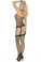 Elegant Moments 3Pc Set Fencenet Camisette G-String With Attached Stockings