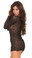 Elegant Moments Sparkle Swirl Lace Deep V Mini Dress with Long Sleeves