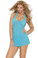 Elegant Moments Lace Halter Mini Dress - Turquoise