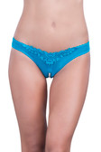 Oh La La Cheri Crotchless Pearl Thong Panty - Teal
