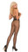 Elegant Moments Seamless Fishnet Halter Bodystocking with Open Bust and Crotch - One Size
