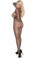 Elegant Moments Seamless Fishnet Halter Bodystocking with Open Bust and Crotch - Queen Size