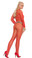 Elegant Moments Seamless Fishnet Long Sleeve Bodystocking - Red