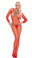 Elegant Moments Seamless Fishnet Long Sleeve Bodystocking - Red