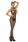 Elegant Moments Seamless Fishnet Criss Cross Back Bodystocking
