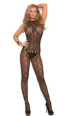 Elegant Moments Swirl Lace Halter Bodystocking with Open Crotch
