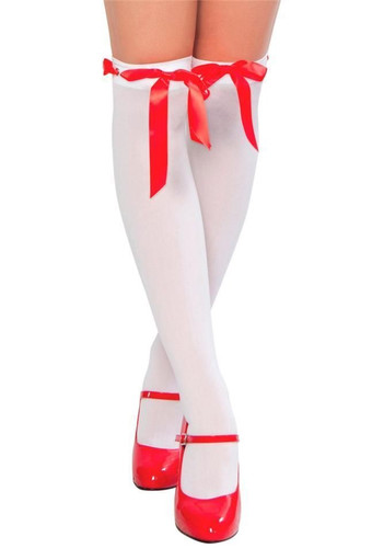 Roma Costume Thigh High Ribbon Weave with Eyelets Stockings