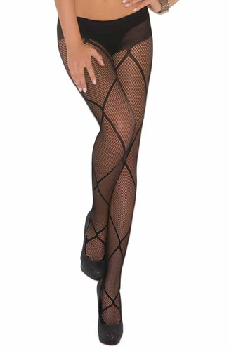 Elegant Moments Fishnet Pantyhose with Criss Cross Detail