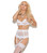Elegant Moments Embroidered Mesh Bra, Waist Cincher, and G-String Set - White