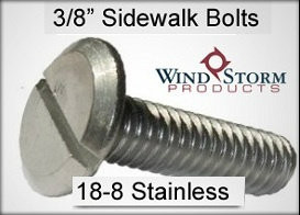 5/16"-18 Stainless Steel Slotted Hurricane Sidewalk Bolts Select Length & Qty 