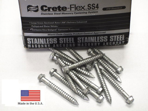 #14 x 3-1/4" Hex Head - 410 Stainless Steel Masonry Anchor - Crete-Flex