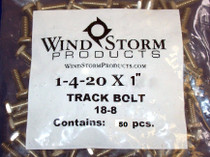 1/4-20 x 1" Square Head F-Track Bolts in 18-8 Stainless Steel 50@Pack