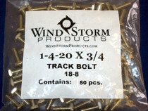 1/4-20 x 3/4" Square Head F-Track Bolts in 18-8 Stainless Steel 50@Pack
