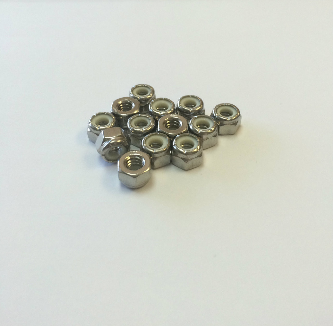 100 pk. 1/4-20 18-8 Silver Plated Finish Stainless Steel Top Lock Nut 100 pk. 1/4-20 18-8 Silver Plated Finish Stainless Steel Top Lock Nut