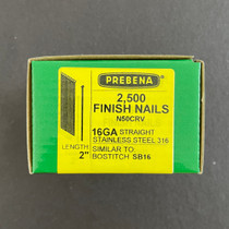 2" x 16 gauge Straight Finishing Nails | 316 Stainless | (2,500-pack)