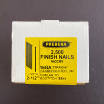 2-1/2" x 16 gauge Straight Finishing Nails | 316 Stainless | (2,500-pack)