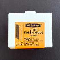2-1/2" x 16 gauge Straight Finishing Nails | 304 Stainless | (2,500-pack)