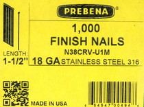 1-1/2" x 16 gauge Straight Finishing Nails | 316 Stainless | (1,000-pack)